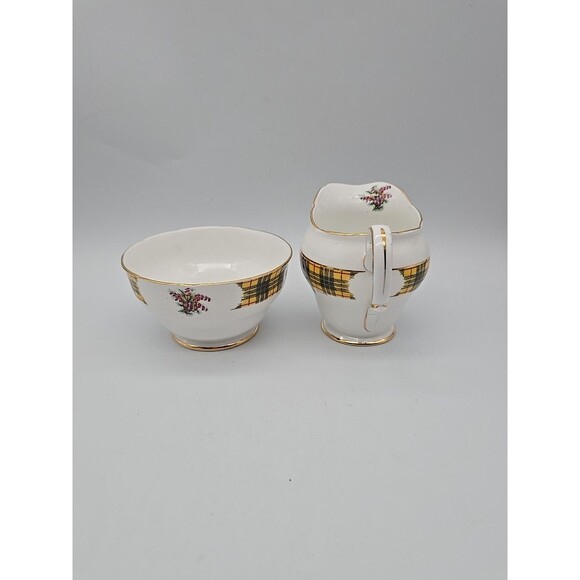 Royal Standard Bonnie Scotland Clan Macleod Creamer & Open Sugar Bowl Set - Picture 2 of 10